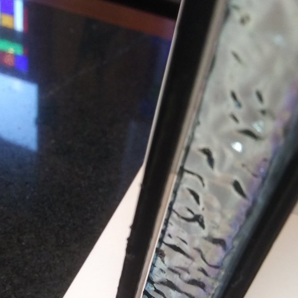 Unique handmade rustic hanukiah metal and stained glass Judaic candelabra - Picture 8 of 16